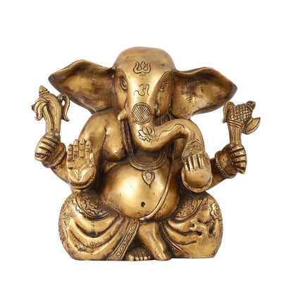 Antique Finish Brass Dhoti Ganesha Idol | 7.5" Height | Timeless Charm