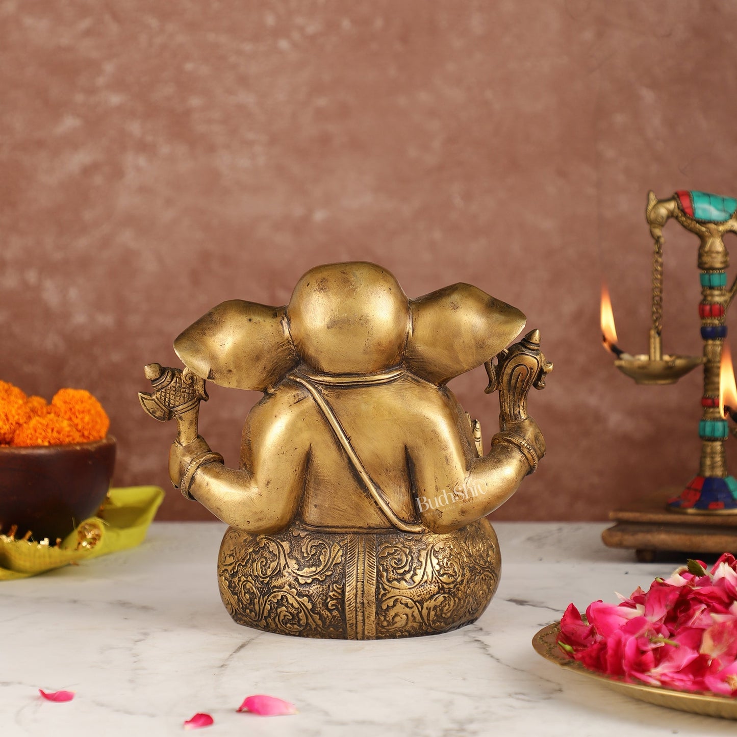 Antique Finish Brass Dhoti Ganesha Idol | 7.5" Height | Timeless Charm