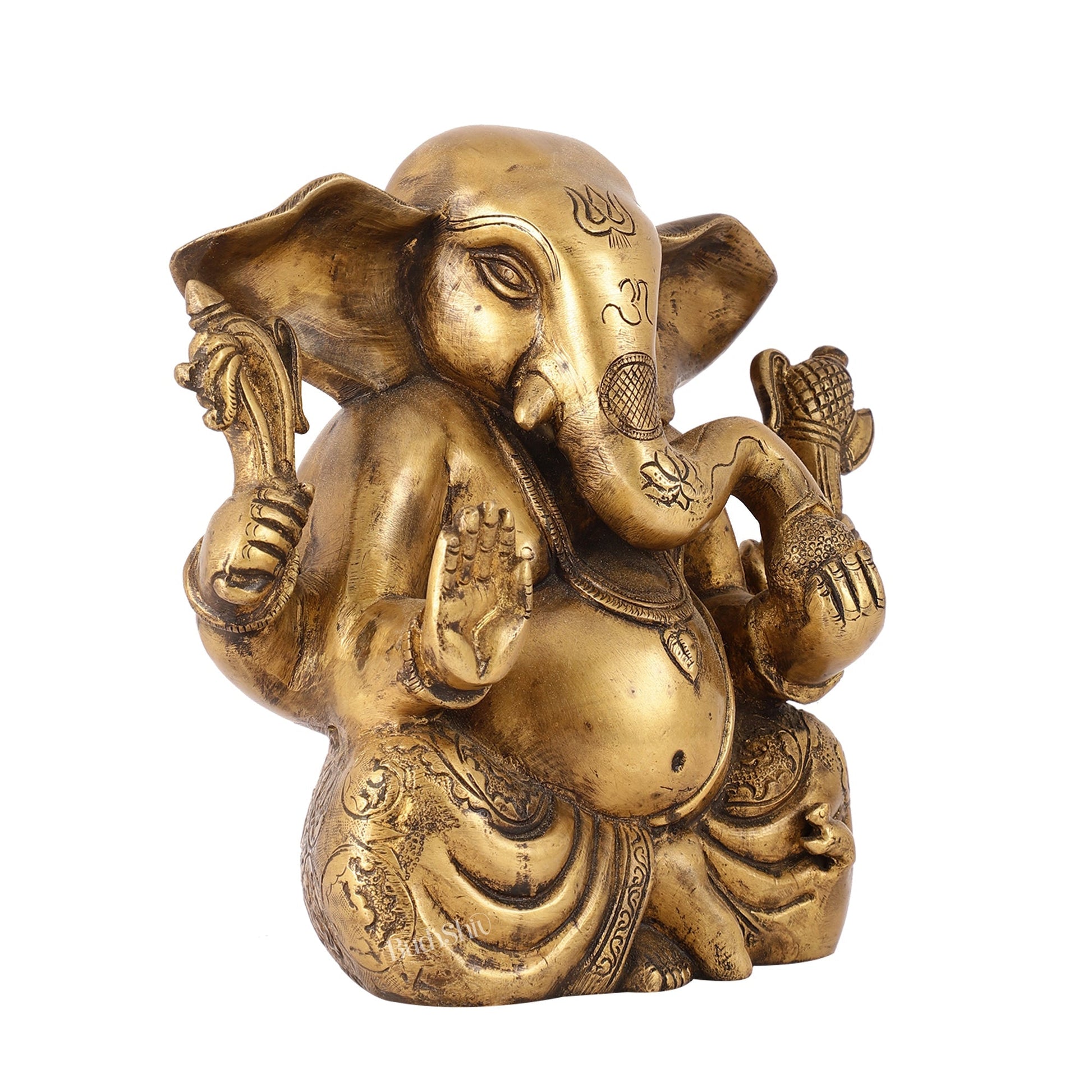 Antique Finish Brass Dhoti Ganesha Idol | 7.5" Height | Timeless Charm