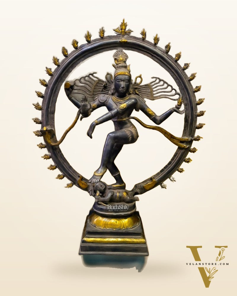Antique Finish Brass Handcrafted Nataraja Statue - 35 inch