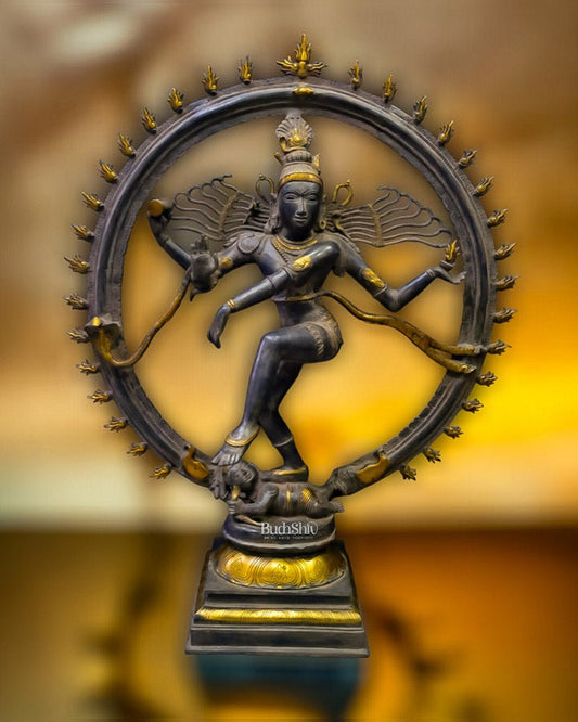 Antique Finish Brass Handcrafted Nataraja Statue - 35 inch