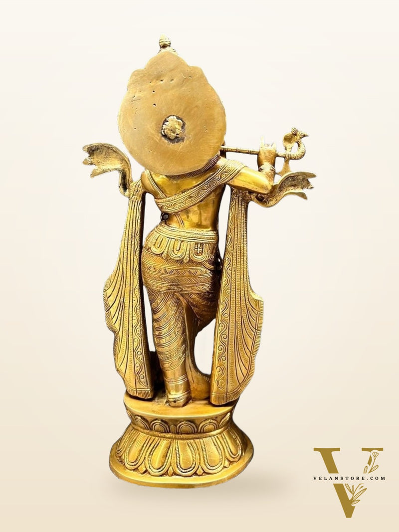 Antique Finish Brass Krishna Idol | 20"