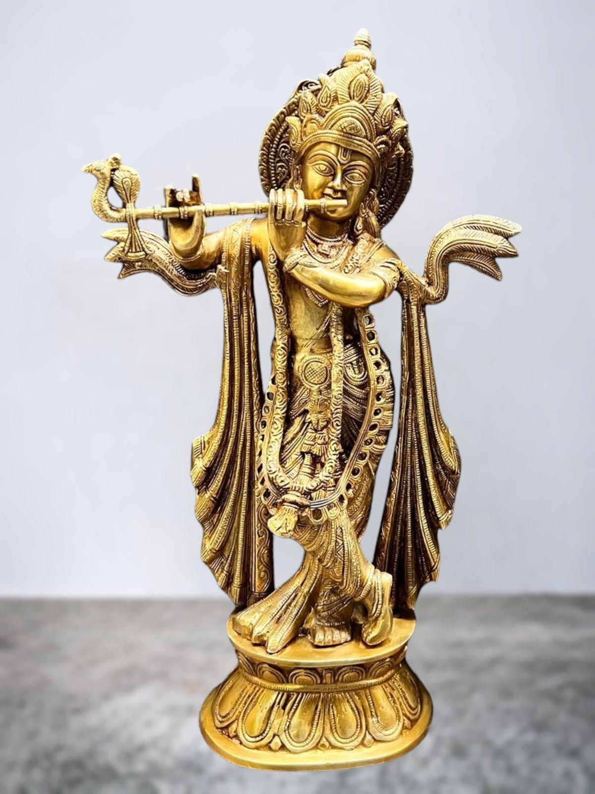 Antique Finish Brass Krishna Idol | 20"