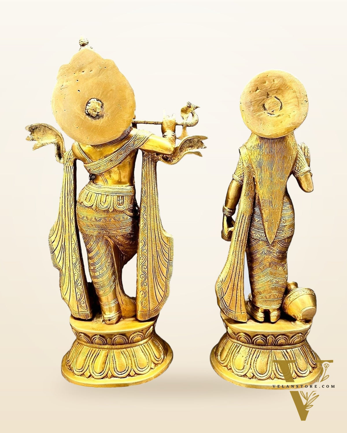 Antique Finish Brass Radha Krishna Idols | 20"