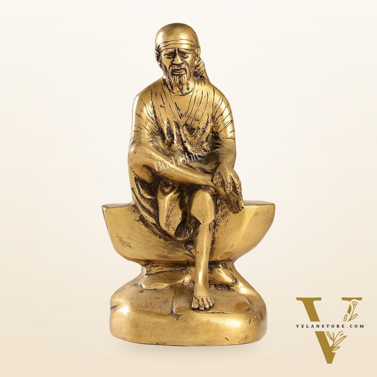 Antique Finish Brass Sai Baba Statue | 9" Height