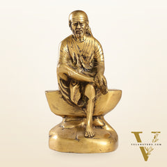 Antique Finish Brass Sai Baba Statue | 9" Height