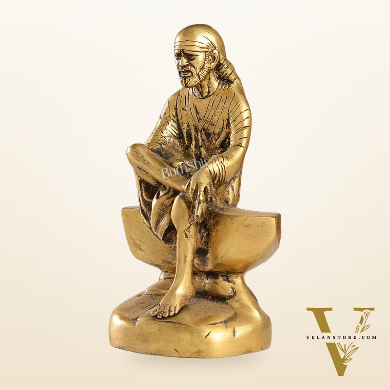 Antique Finish Brass Sai Baba Statue | 9" Height