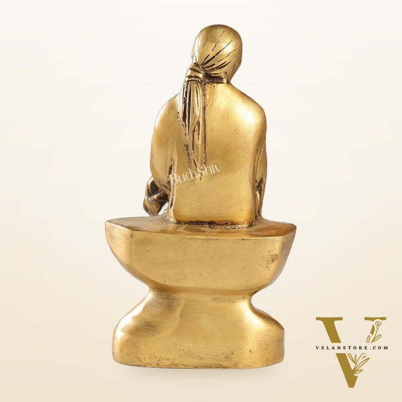 Antique Finish Brass Sai Baba Statue | 9" Height