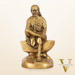 Antique Finish Brass Sai Baba Statue | 9" Height
