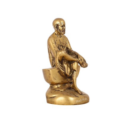 Antique Finish Brass Sai Baba Statue | 9" Height