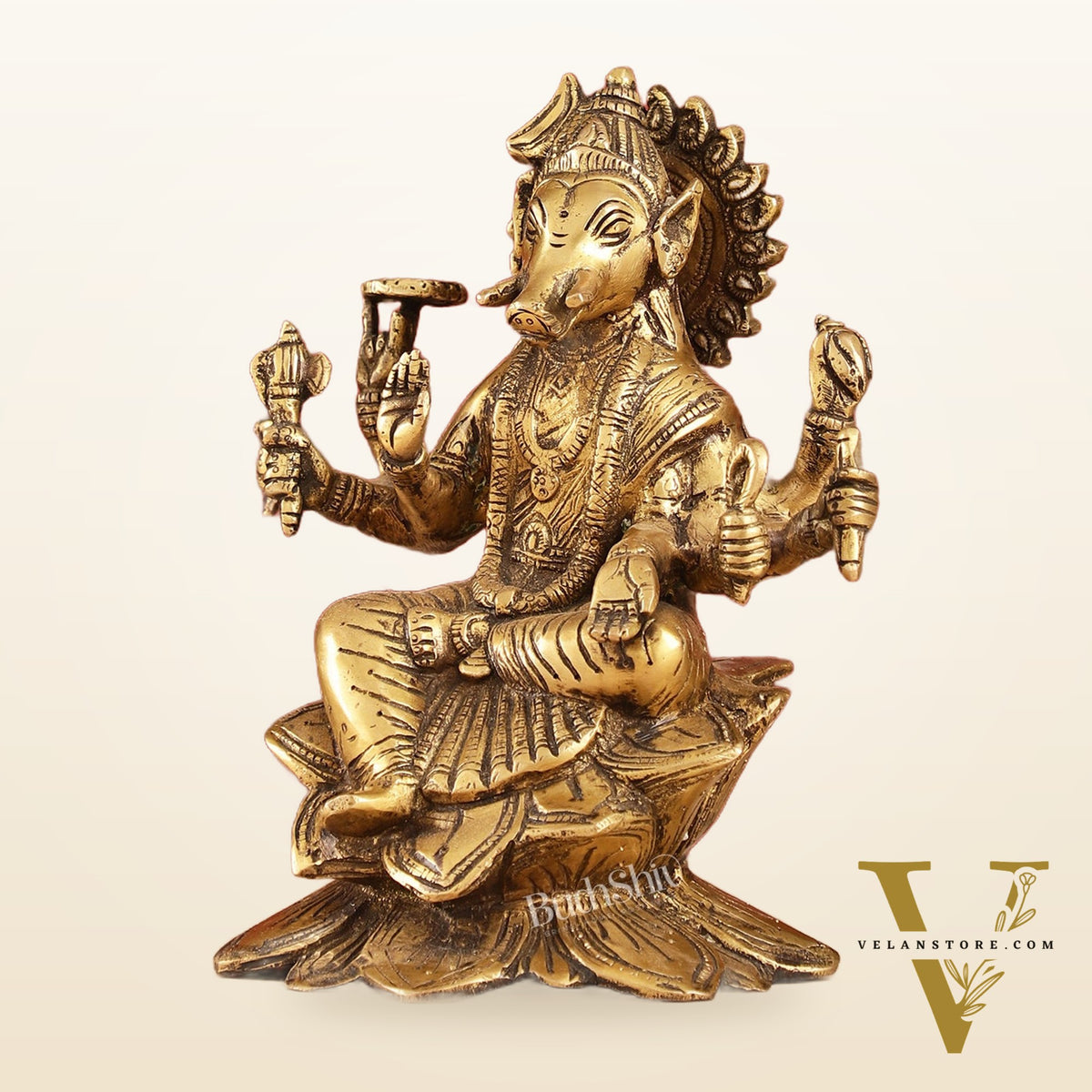 Antique Finish Brass Varahi Amman Idol | Height 9 inch