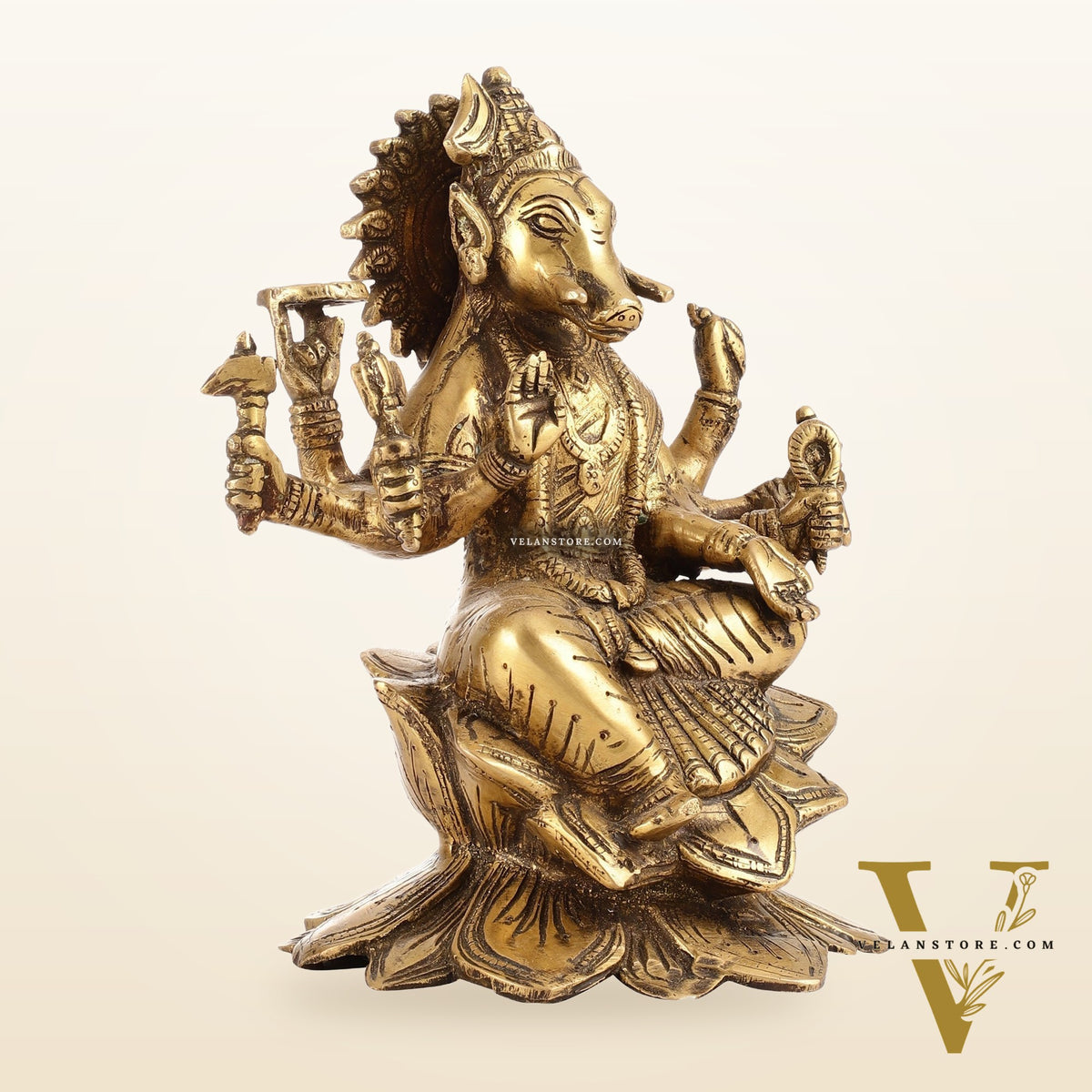 Antique Finish Brass Varahi Amman Idol | Height 9 inch