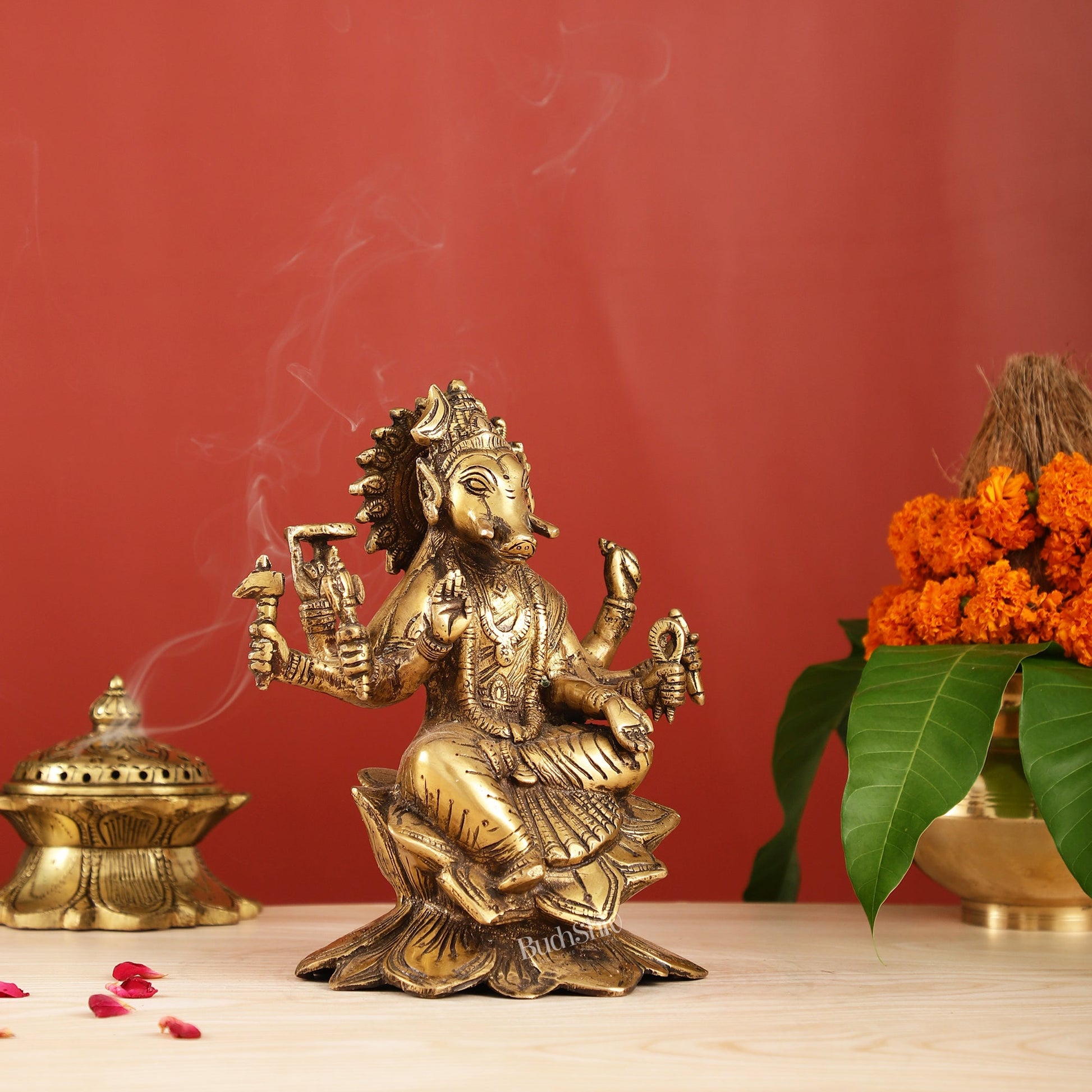 Antique Finish Brass Varahi Amman Idol | Height 9 inch