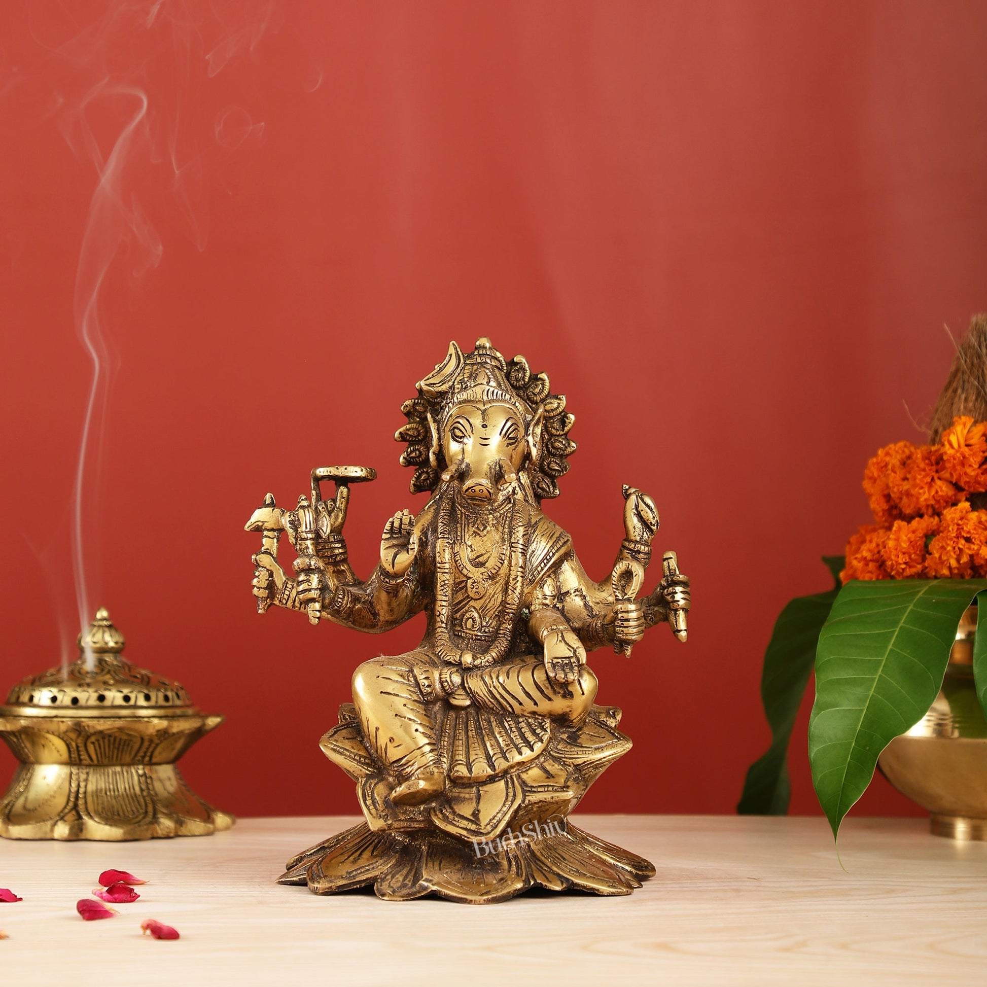 Antique Finish Brass Varahi Amman Idol | Height 9 inch