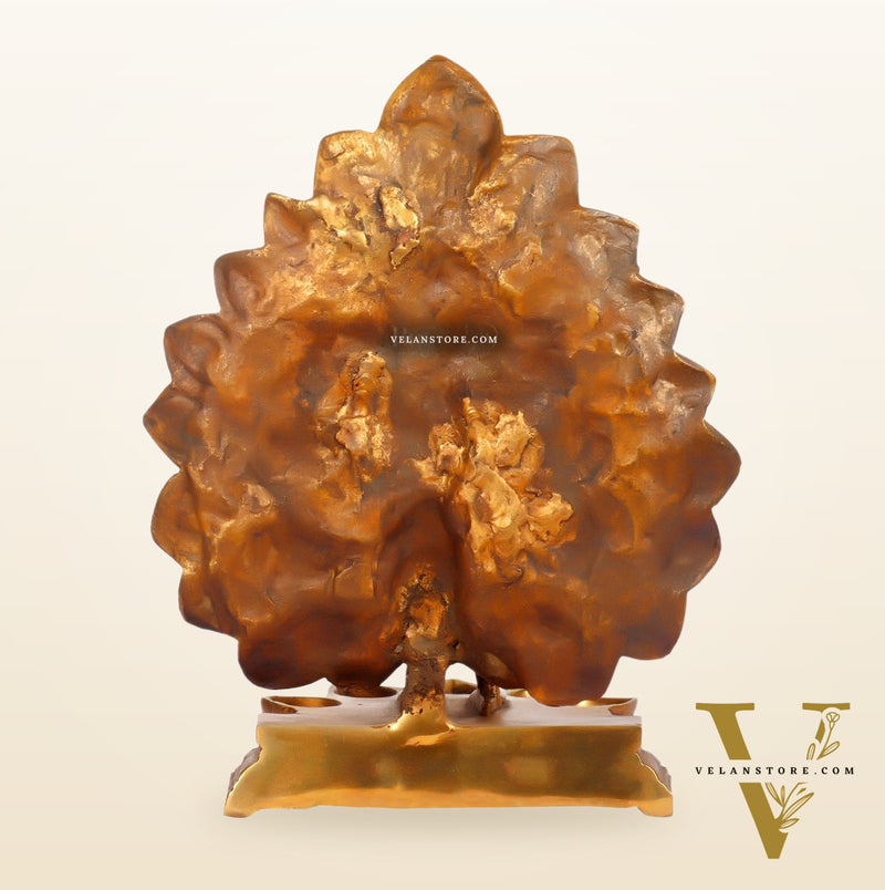 Antique Finish Large Brass Peacock Panchdeep | Exquisite Home Decor 12.5 "