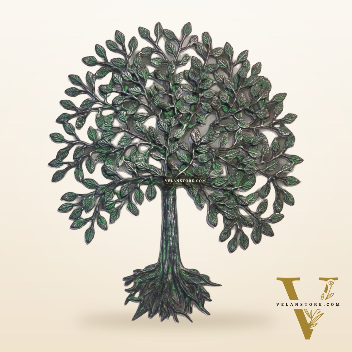 Antique Green Brass Kalpavriksha Tree for wall hanging 20 inch