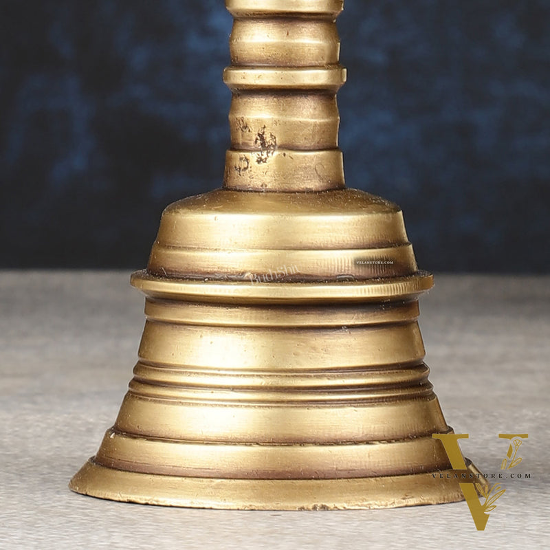 Antique Pure Brass Nandi Hand Bell for Pooja | Height 8.25 inch
