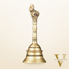 Antique Pure Brass Nandi Hand Bell for Pooja | Height 8.25 inch