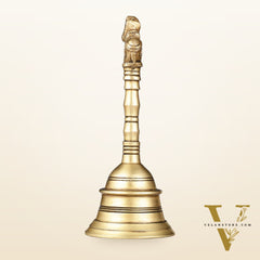 Antique Pure Brass Nandi Hand Bell for Pooja | Height 8.25 inch