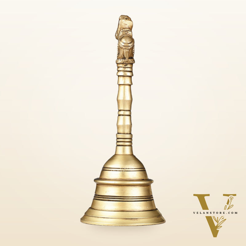 Antique Pure Brass Nandi Hand Bell for Pooja | Height 8.25 inch