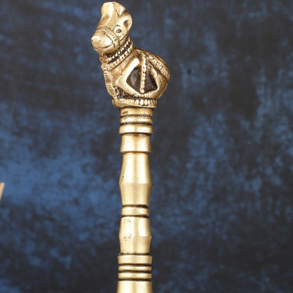 Antique Pure Brass Nandi Hand Bell for Pooja | Height 8.25 inch