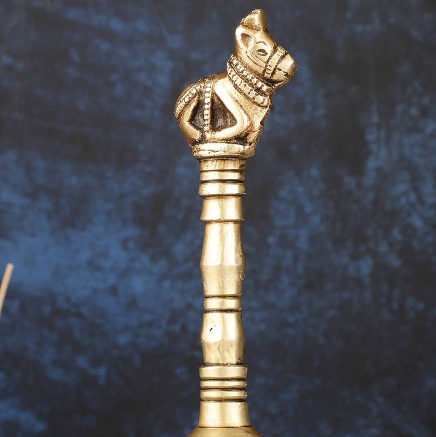 Antique Pure Brass Nandi Hand Bell for Pooja | Height 8.25 inch