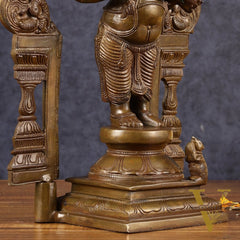 Antique Standing Ganapati Brass Statue with Prabhavali Arch | 14 inches