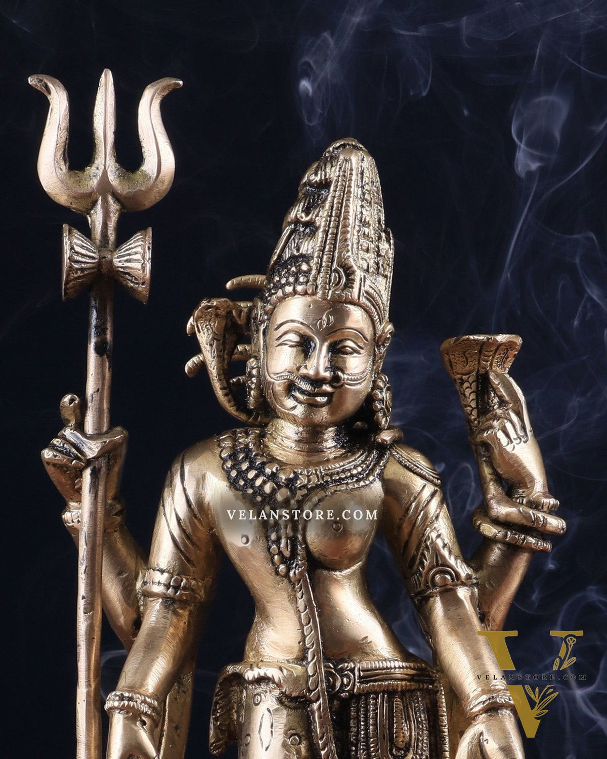 Antique tone Brass Ardhanarishwara Idol - 12 Inch
