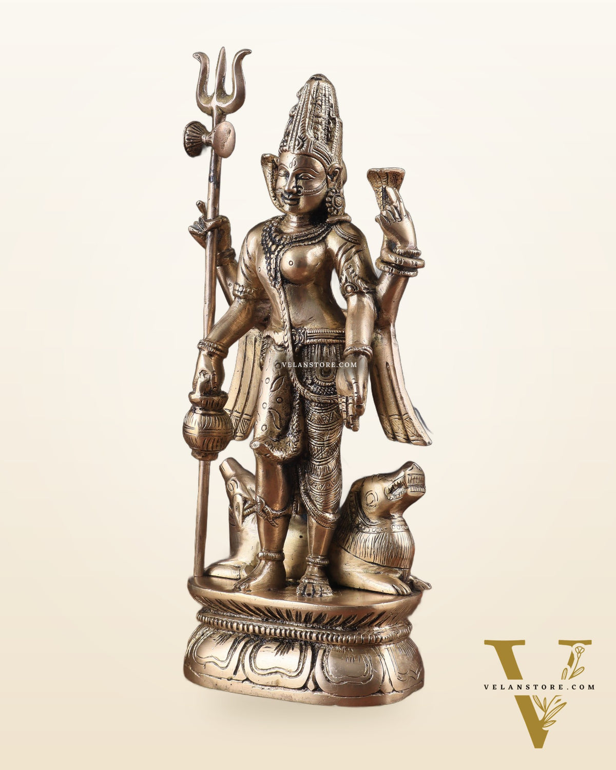 Antique tone Brass Ardhanarishwara Idol - 12 Inch