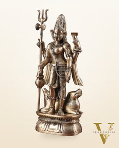 Antique tone Brass Ardhanarishwara Idol - 12 Inch