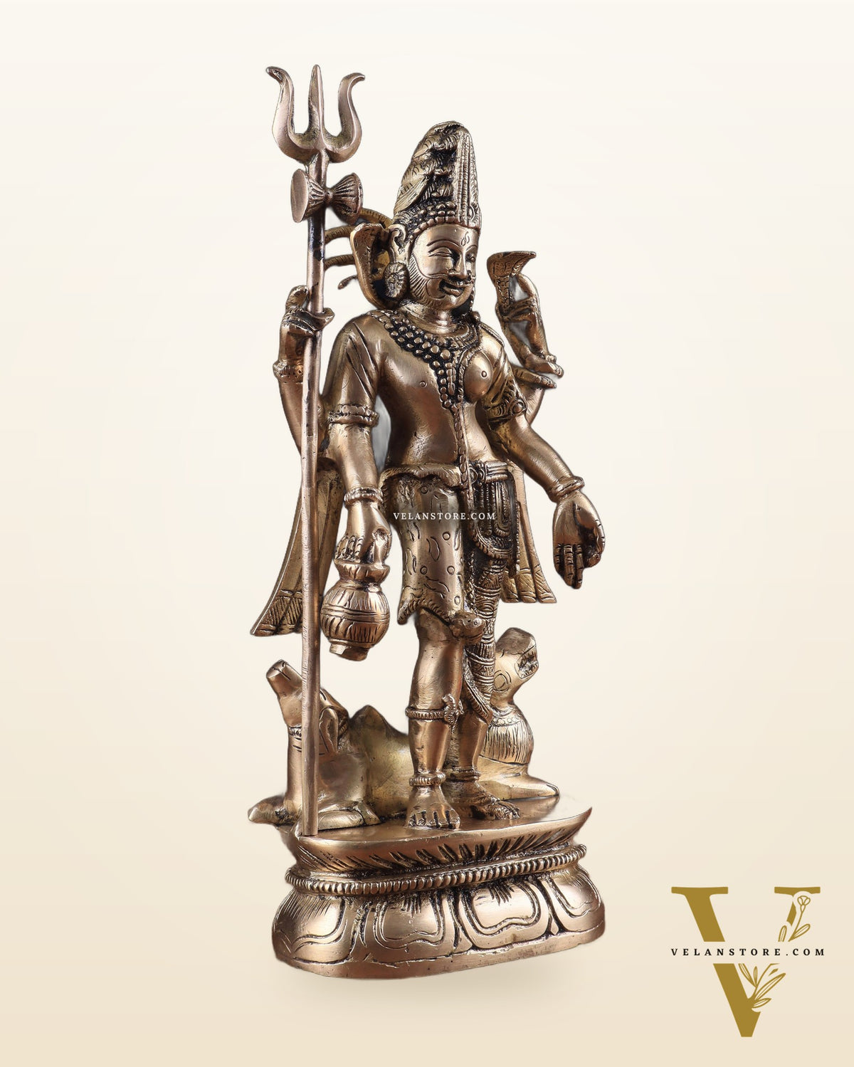Antique tone Brass Ardhanarishwara Idol - 12 Inch