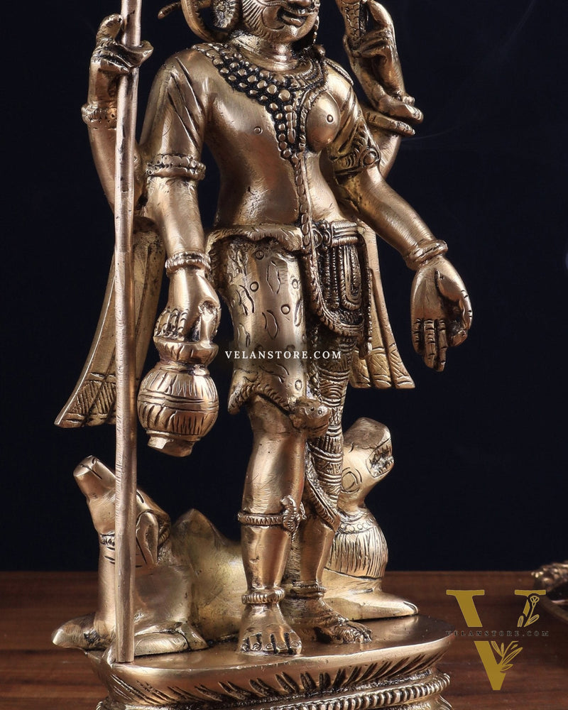 Antique tone Brass Ardhanarishwara Idol - 12 Inch