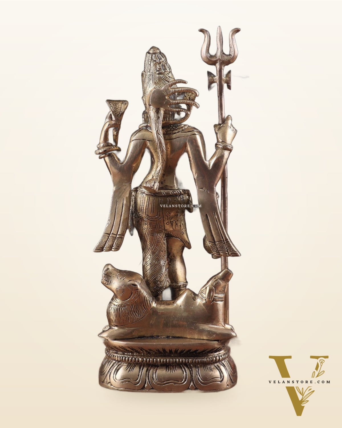 Antique tone Brass Ardhanarishwara Idol - 12 Inch