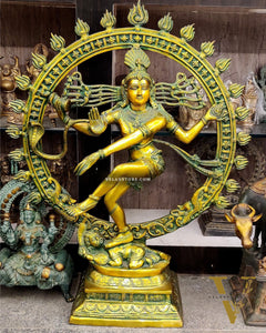 Antique Tone Pure Brass Nataraja Statue - 33 inch