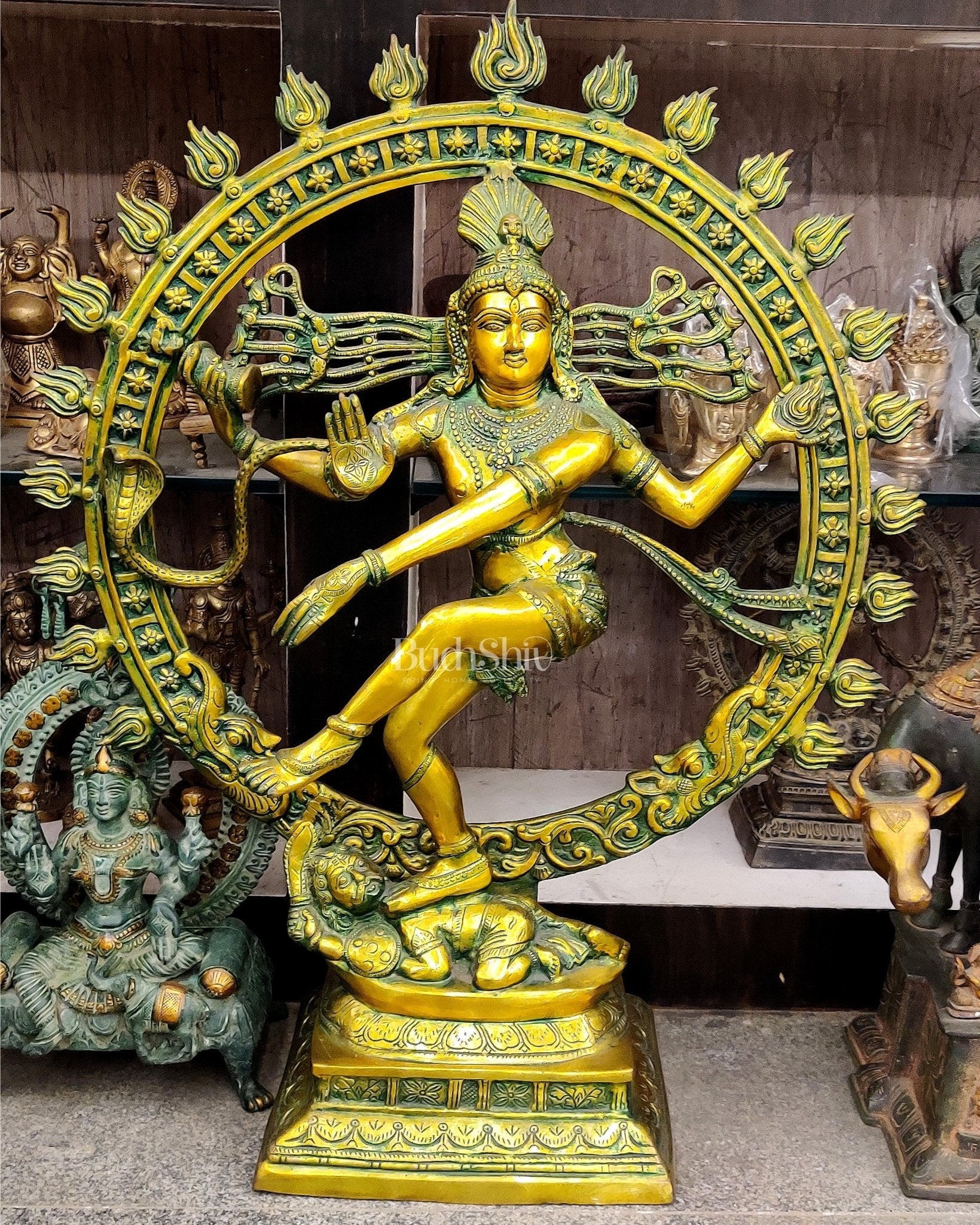 Antique Tone Pure Brass Nataraja Statue - 33 inch