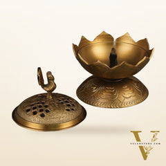 Antique Tone Pure Brass Peacock Dhoop Daani 4"