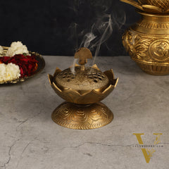 Antique Tone Pure Brass Peacock Dhoop Daani 4"