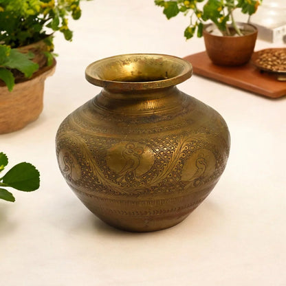 Antique brass old carving lota
