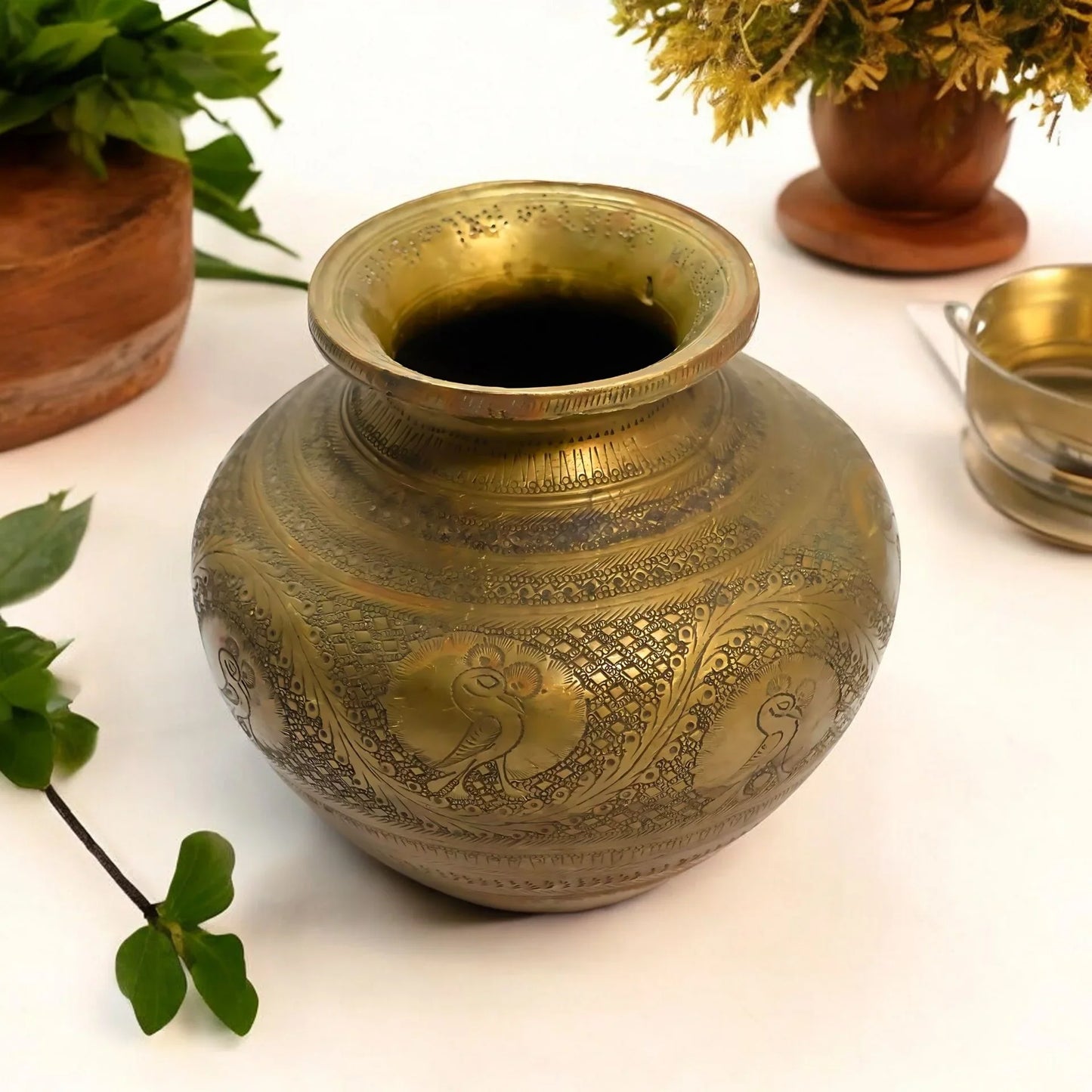 Antique brass old carving lota