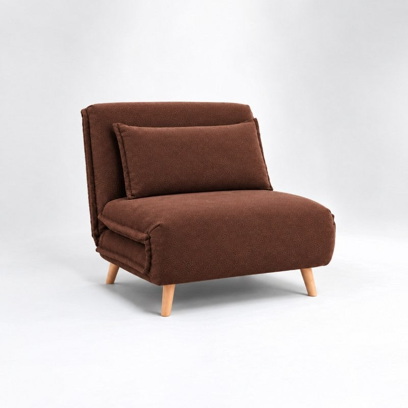Modern Single Seater Daybed Sofa Come Bed, Brown Fabric Convertible Sleeper Chair, Fold-Out Sofa Bed for Bedroom, Guest Room & Small Spaces