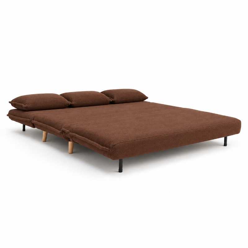 Modern 3 Seater Daybed Sofa Come Bed, Brown Fabric Fold-Out Sleeper Lounge, Convertible Sofa Bed for Living Room, Guest Room & Lounge