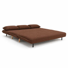 Modern 3 Seater Daybed Sofa Come Bed, Brown Fabric Fold-Out Sleeper Lounge, Convertible Sofa Bed for Living Room, Guest Room & Lounge