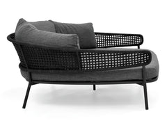 Jekub Outdoor Poolside Sunbed With Cushion Daybed (Dark Grey) Braided & Rope