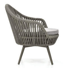 Faux Outdoor Patio Seating Set 2 Chairs and 1 Table Setc(Grey) Braided & Rope