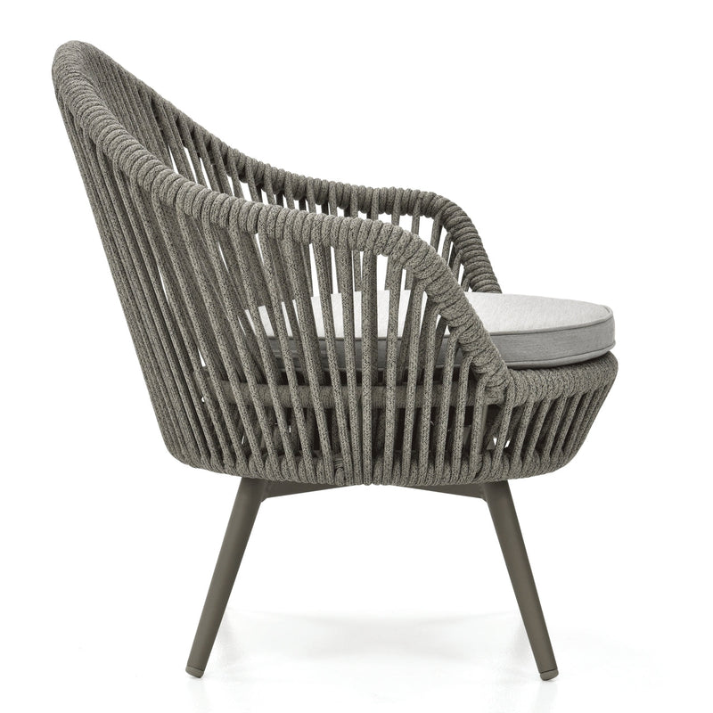 Faux Outdoor Patio Seating Set 2 Chairs and 1 Table Setc(Grey) Braided & Rope