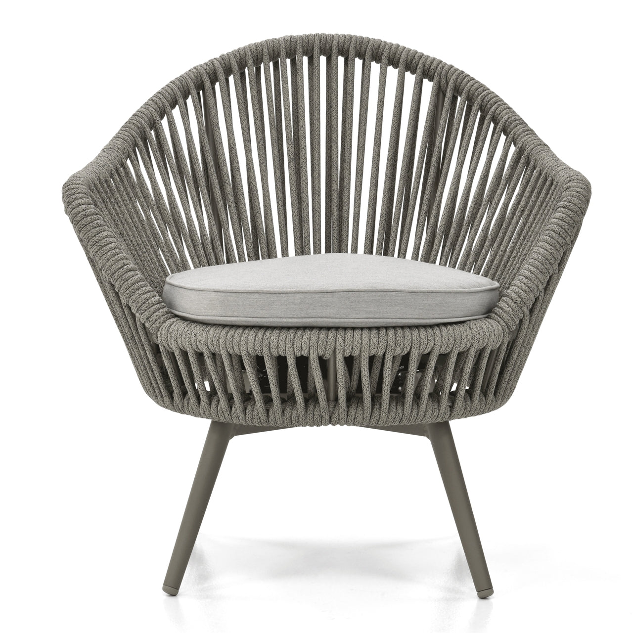 Faux Outdoor Patio Seating Set 2 Chairs and 1 Table Setc(Grey) Braided & Rope