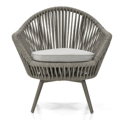 Faux Outdoor Patio Seating Set 2 Chairs and 1 Table Setc(Grey) Braided & Rope