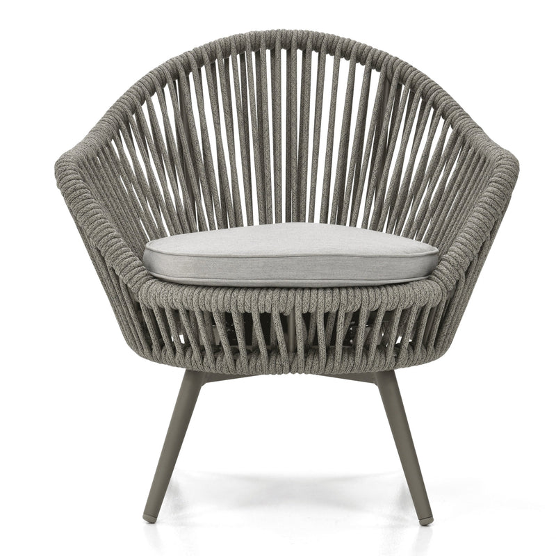Faux Outdoor Patio Seating Set 2 Chairs and 1 Table Setc(Grey) Braided & Rope