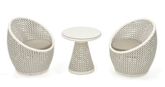 Wall Outdoor Patio Seating Set 2 Chairs and 1 Table Set (White + Silver)