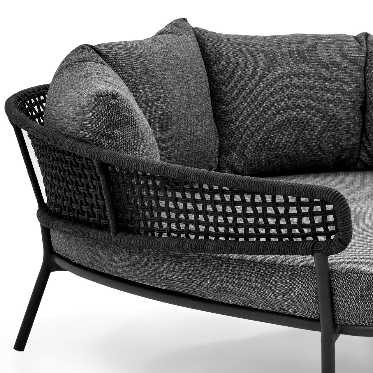 Jekub Outdoor Poolside Sunbed With Cushion Daybed (Dark Grey) Braided & Rope